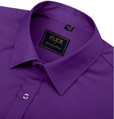 J.VER Men's Dress Shirts Solid Long Sleeve Stretch Wrinkle-Free Formal Shirt Business Casual Button Down Shirts