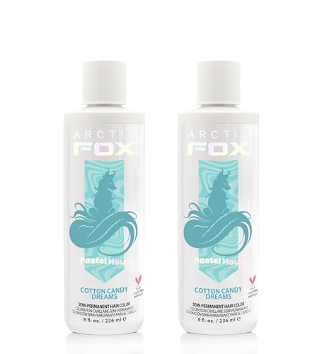 Arctic Fox Semi-Permanent Hair Dye, Vegan & Cruelty-Free, Pastel Blue, Ammonia-Free, Peroxide-Free, Conditioning Color, For Bleached Hair, Cotton Candy Dreams, 8 Fl Oz (Pack of 2)