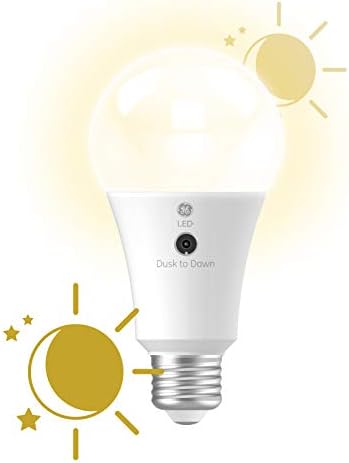 GE LED+ A19 Dusk to Dawn LED Light Bulbs, Automatic On/Off Outdoor Security Light, Soft White (2 Pack)