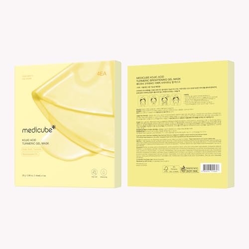 medicube Kojic Acid Turmeric Brightening Gold Jelly Gel Mask | Overnight Face Mask for Glass Glow Skin- Elasticity, Hydrating, Firming and Moisturizing | Korean Skincare, 28g x 4ea
