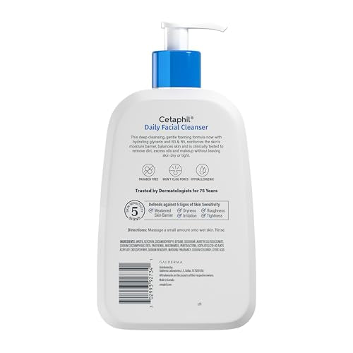 Cetaphil Daily Facial Cleanser Lotion for Combination to Oily, Sensitive Skin, 16 oz + Travel Size Moisturizing Lotion 2 oz