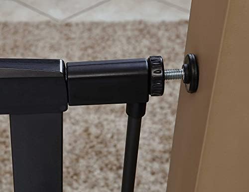 MidWest Homes for Pets 29-Inch High Walk-Thru Pressure Mounted Steel Dog Gate, Expands to 38 Inches Wide, Includes 3-inch Extensions, Textured Graphite