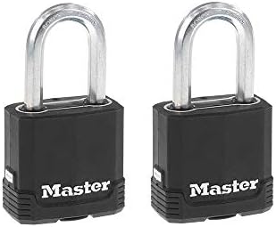 Master Lock Magnum Heavy Duty Outdoor Padlock with Key, Weather Resistant Body and Cut Resistant Shackle Make Lock Perfect for Fences, Gates, Sheds, 2 Pack, M115XTLF