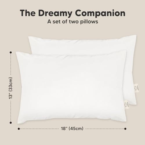 KeaBabies 2-Pack Toddler Pillow 13x18 - Soft Organic Cotton Kids Travel Bed Pillows for Sleeping, School, Nap, Machine Washable, Toddlers 2 to 5, Pillowcase Sold Separately (Soft White)
