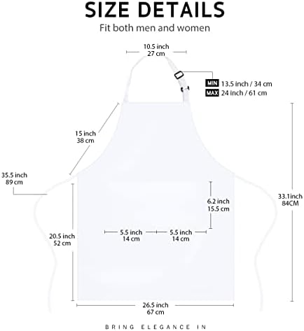 Syntus 2 Pack Adjustable Bib Apron Waterdrop Resistant with 2 Pockets Cooking Kitchen Aprons for Women Men Chef