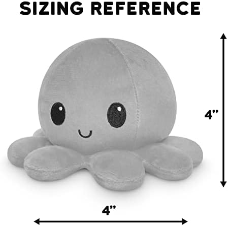 TeeTurtle - The Original Reversible Octopus Plushie - Happy Purple + Dead Gray - Cute Sensory Fidget Stuffed Animals That Show Your Mood