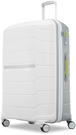 Samsonite Freeform 28-Inch Large Luggage with Dual 360° Spinner Wheels - Checked Suitcase - TSA Lock, Airline-Approved - Lightweight Durable Polypropylene Expandable Hardshell - White/Grey