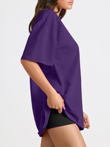 Trendy Queen Womens Oversized Summer T Shirts Fashion Workout Plus Size Tops Short Sleeve Beach Vacation Gym Clothes 2025