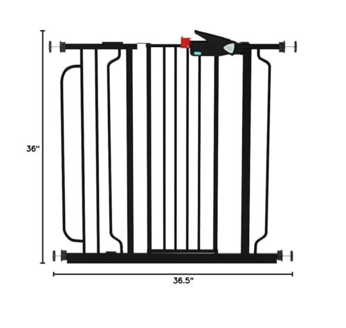 Regalo Easy Step Extra Tall Walk Thru Baby Gate, Bonus Kit, Includes 4-Inch Extension Kit, Pressure Mount Kit and Wall Cups and Mounting Kit, Black, 4 Count (Pack of 1)