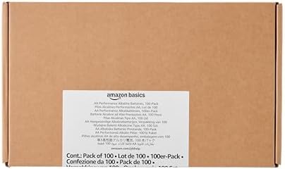 Amazon Basics 100-Pack AA Alkaline High-Performance Batteries, 1.5 Volt, 10-Year Shelf Life