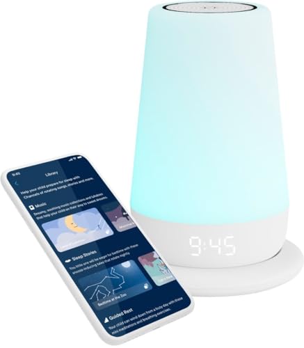 Hatch Rest+ Baby & Kids Sound Machine | 2nd Gen | Childโs Night Light, Alarm Clock, Toddler Sleep Trainer, Time-to-Rise, White Noise, Bedtime Stories, Portable, Backup Battery (with Charging Base)