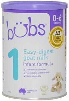 Bubs Goat Milk Infant Formula Stage 1, Infants 0-6 months, Made with Fresh Goat Milk, 14.1 oz
