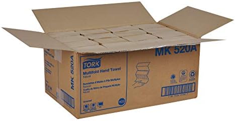 Tork Multifold Hand Towel, Natural, 100% recycled, FSC certified, Compatible with H2 Dispensers, 16 packs x 250 sheets (MK520A)