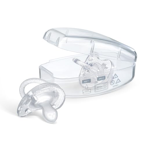 Chicco PhysioForma Luxe Silicone One Piece Pacifier for Babies Aged 0-6m | Fashion Textured Shield | BPA & Latex Free | Reusable Sterilizing Case | Multicolor, 4pk