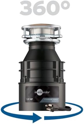 InSinkErator Badger 5 Garbage Disposal with Power Cord, Standard Series 1/2 HP Continuous Feed Food Waste Disposer, Badger 5 W/C, No Size, Black/Gray