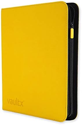 Vault X 12 XL Pocket Trading Card Zip Binder - 624 cards, Premium Exo-Tec Album Material, 26 Side-Loading Pages, Folder for Collectible Card Games, Sports, TCG (Yellow)