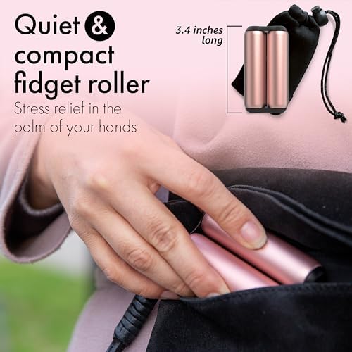 ONO Roller - Handheld Fidget Toy for Adults | Help Relieve Stress, Anxiety, Tension | Promotes Focus, Clarity | Compact, Portable Design (Full Size/Aluminum, Rose Gold)