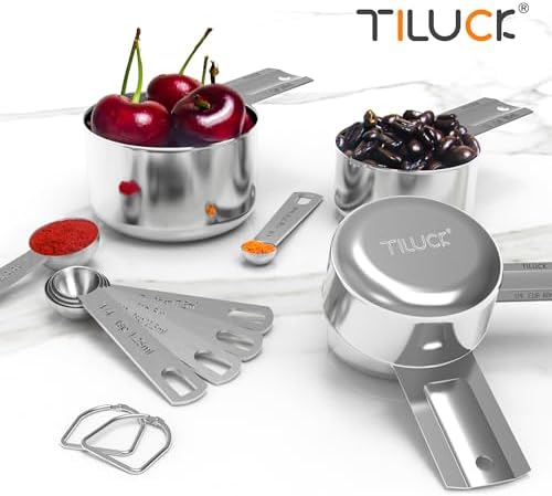 TILUCK Stainless Steel Measuring Cups & Spoons Set, Cups and Spoons,Kitchen Gadgets for Cooking & Baking (10)