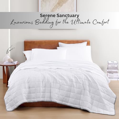 LANE LINEN Eco Friendly 100% Organic Cotton Queen Sheet Set, Soft & Comfy Fully Elasticized 15" Deep Pocket Bed Sheets, Low Pill Naturally Cooling Machine Wash Sábanas Queen- White Bed Sheets