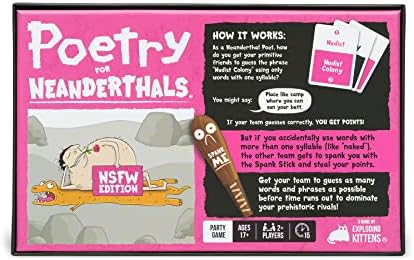 Exploding Kittens Poetry for Neanderthals NSFW Edition 2+ Players - Ages 17+ - 15 Minutes to Play - Adult Competitive Word Guessing Game - Party Game, Family Game Night, Adult Card Game