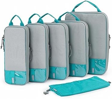 BAGSMART 6 Set Compression Packing Cubes - Lightweight Travel Essentials, Durable Luggage Organizer