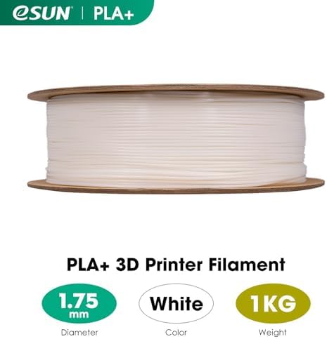 eSUN PLA+ Filament 1.75mm, 3D Printer Filament PLA Plus, Dimensional Accuracy +/- 0.03mm, 1KG Spool (2.2 LBS) 3D Printing Filament for 3D Printers, White