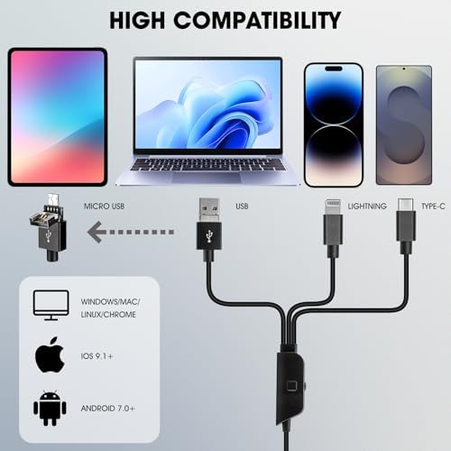 1080P USB Microscope with Metal Stand, 50X-1000X Handheld Digital Microscope Camera Compatible with iPhone/Android/Windows/Mac