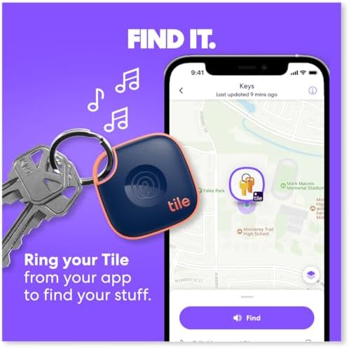 Tile by Life360 Mate - Bluetooth Tracker, Keys Finder and Item Locator for Keys, Bags and More. Phone Finder. Both iOS and Android Compatible. 1-Pack (Black)