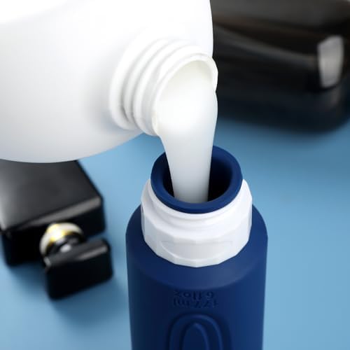 Travel Bottles for Toiletries, Large 6oz Oversize Containers, BPA Free Leak Proof Tubs Refillable Liquid Traveler Accessories with Toiletry Bag for Cometic Shampoo and Lotion Soap (4 Pack)