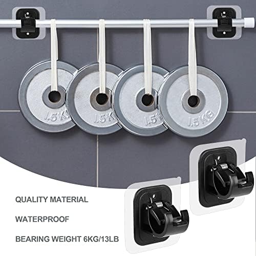 10PCS Self Adhesive Curtain Rod Holders No Drill Curtain Rods Brackets No Drilling Nail Free Adjustable Curtain Rod Hooks Curtain Hangers for Bathroom Kitchen Home Bathroom Hotel(Black)