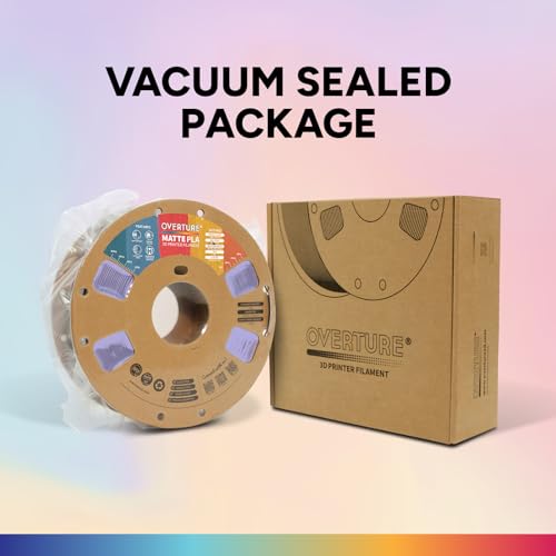 OVERTURE Matte PLA 3D Printer Filament 1.75mm, Matt Surface & Low Warping Filament 1kg Spool (2.2 lbs), Accuracy +/- 0.02 mm, Fit Most FDM Printers (Matte Lilac)