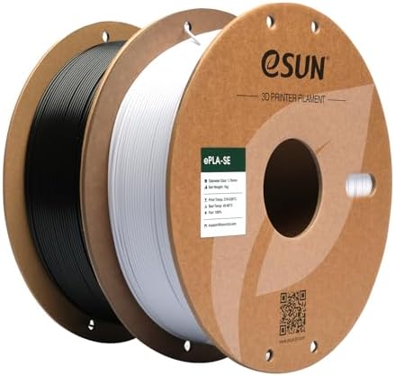 eSUN PLA Basic Filament 1.75mm, 3D Printer Filament High Speed PLA for Fast Printing, 1KG per Spool, 2 Spools High Speed 3D Printing Filament, Cold White + Black
