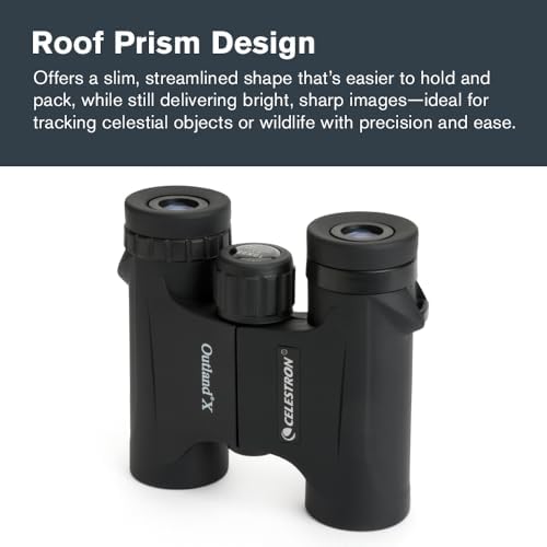 Celestron - Outland X 10x25 Binoculars – Ideal for Birding and Outdoors – 25mm Objective Lenses – 6.2° Field of View – BaK-4 Prisms – Multi-Coated – Waterproof and Fogproof