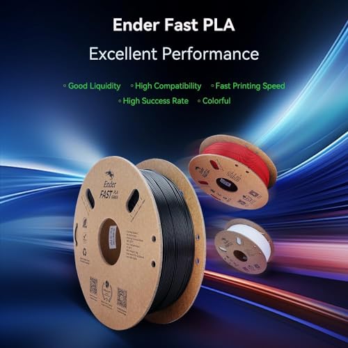 CREALITY Ender Fast PLA Filament 1.75mm, High Speed Black PLA 3D Printer Filament, 1kg (2.2lb) Neatly Wound Cardboard Spool, Dimensional Accuracy +/- 0.03mm, Fit for Most Rapid FDM 3D Printers(White)
