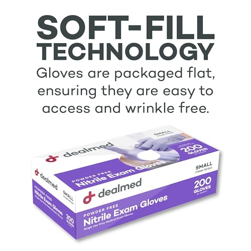 Dealmed Medical Exam Gloves – 200 Count Small Nitrile Gloves, Disposable Non-Irritating Latex Free, Multi-Purpose Use for a First Aid Kit and Medical Facilities