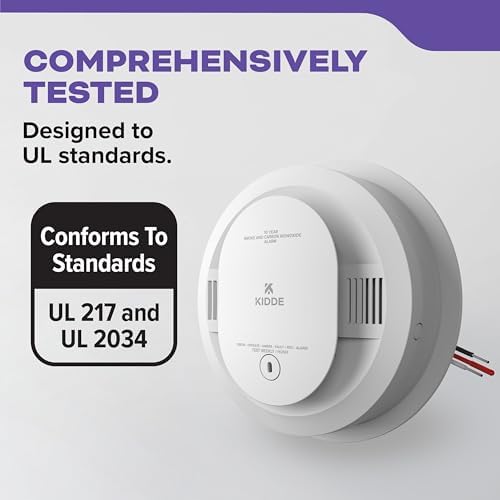 Kidde Hardwired Smoke & Carbon Monoxide Detector, 10-Year Battery Backup, Voice Alerts, Interconnectable LED Warning Light Indicators