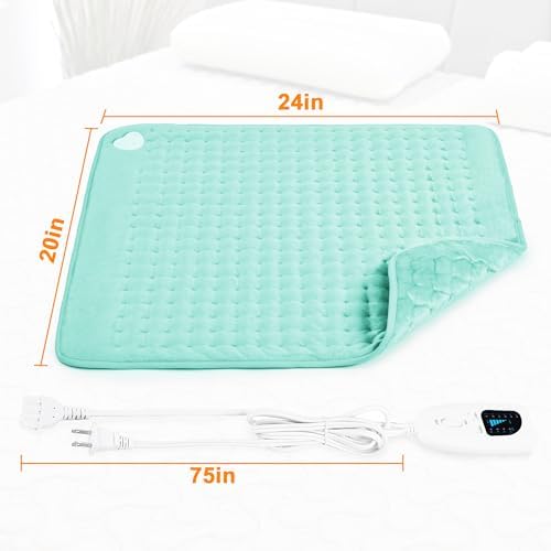 Heating Pad-Electric Heating Pads for Back,Neck,Abdomen,Moist Heated Pad for Shoulder,Knee,Hot Pad for Arms and Legs,Dry&Moist Heat & Auto Shut Off(Light Green, 20''×24'')