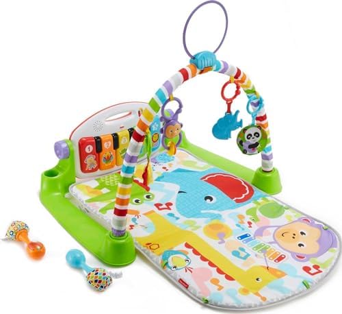Fisher-Price Baby Playmat Deluxe Kick & Play Piano Gym for Learning & 2 Maracas Soft Rattles for Newborn to Toddler Play Ages 0+ Months