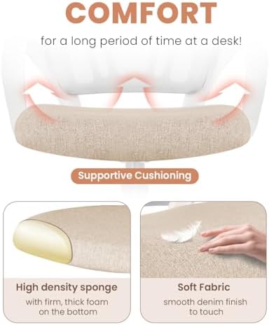 NEO CHAIR Office Desk Computer Chair Ergonomic Mesh Gaming Mid Back Seat with Comfy Lumbar Support Adjustable Height Swivel for Home Task (Beige)