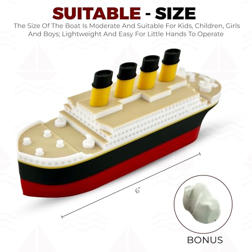 The Original 6 inch Floating Titanic Bath Toy from Tubtastic with free large Iceberg. Bath toy, Pool toy, RMS Titanic.