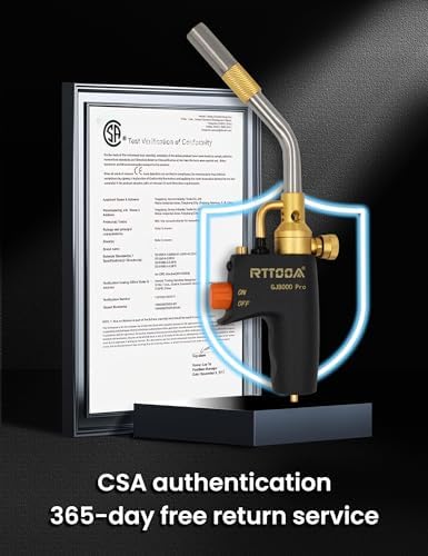 Propane Torch Head, GJ-8000pro High Intensity Torch Head, Trigger Start Gas Torch Kit for Propane, Pencil Flame Welding Torch Fuel by Mapp/Map/Propane, Soldering, Cooking(CSA Certified)