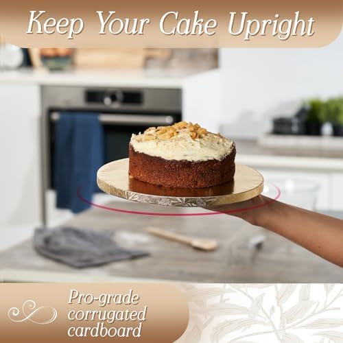 Cakebon Cake Boards - Sturdy 1/2 Inch Thick Drums - 12 Inch Professional Smooth Straight Edges Gold 6-Pack