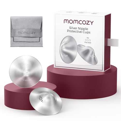 Momcozy 999 Silver Nursing Cups Original Perforated Breathable Design, 999 Silver Nipple Cover for Breastfeeding Essential,Nipple Shield for Nursing Newborn, Metal Nipple Shields, Regular Size