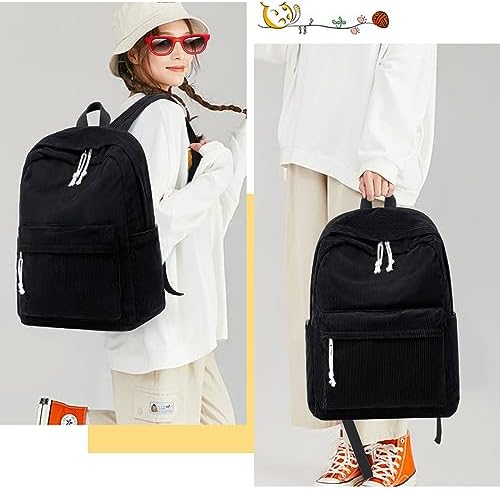 School Backpack for Teen Girls Bookbags Elementary High School Corduroy Laptop Bags Women Travel Daypacks