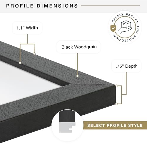 MCS Studio Gallery 18x24 Poster Frame Black Woodgrain, Vertical & Horizontal Wall Hanging Large Picture Frame for Photos, Posters & Art Prints (1-Pack)