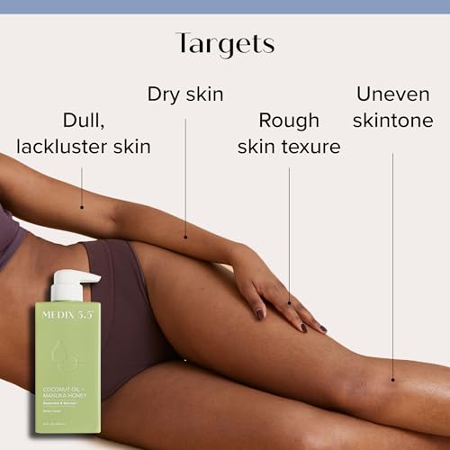 Medix 5.5 Brightening Vitamin C Cream + Coconut Oil Moisturizer Skin Care Set | Body Cream & Face Lotion Bundle | Firming Body Lotion Set For Women, Crepey Skin Treatment, Wrinkles, Cellulite, 2PC