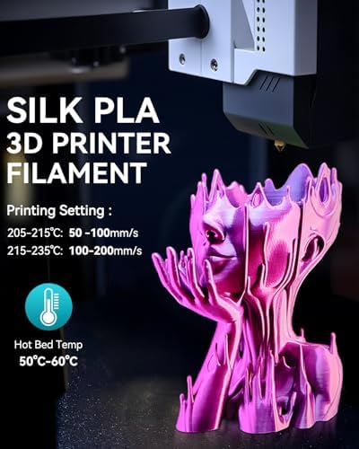 3D Printer Silk Filament, SUNLU Shiny Silk PLA Filament 1.75mm, Smooth Silky Surface, Great Easy to Print for 3D Printers, Dimensional Accuracy +/- 0.02mm, Red+Blue+Orange+Red Copper, Total 4KG