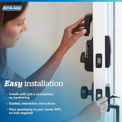 Schlage Encode Smart WiFi Deadbolt Lock for Front Door - Keyless Entry with App or Touchscreen - Works with Alexa, Hey Google, & Airbnb - Create Codes for Guests - Satin Nickel Silver