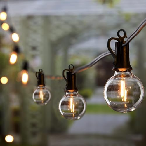Brightown Outdoor String Lights, 50FT 25 G40 Bulbs Shatterproof Patio Lights, IP65 Waterproof Dimmable Hanging Connectable Globe LED Outdoor Lights for Backyard, Bistro, Porch, Deck, Balcony