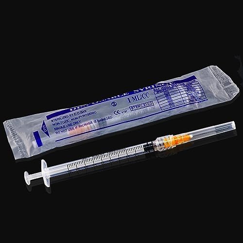 1ml 25G 1inch Syringe with Needle, Sterile Disposable Packaging. (100)